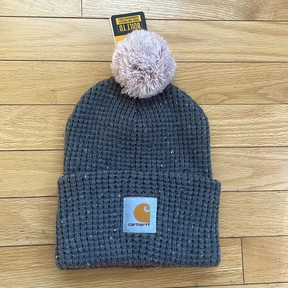 ✖️NEW FASHION FLOOR GREY HEATHER POM POM HEATHER ⭐️CARHARTT  hat  cap beanie NEW Carhartt Beanie - HEATHER GREY – Tates Rents main image 3